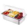 Countertop Food Serving Display Container, 5 Pan Stainless Steel Food Serving Tray