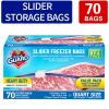 70 Count Slider Storage Bags, Zippered Fresh-keeping Bag, Heavy Duty Food Sorting Storage Bag, Food Preservation Sealed Bag, For Fruit, Grain