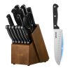 Kitchen Knife Set with Block and Sharpener, 15 Piece German High Carbon Stainless Steel Knife Set, Kitchen Cutlery with ABS Ergonomic Handle