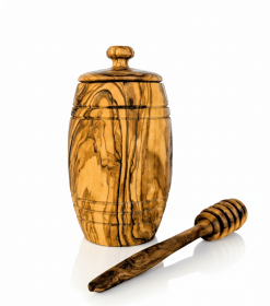 Olive Wood Honey Pot w/Honey Dipper
