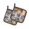 Golden Retriever The Chef Pair of Pot Holders Kitchen Heat Resistant Pot Holders Sets Oven Hot Pads for Cooking Baking BBQ, 7 1/2 x 7 1/2