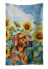 Rhodesian Ridgeback in Sunflowers Kitchen Towel Dish Cloths Guest Hand Towel Decorative Bathroom Towel for Face,Tea, Dishcloth, Kitchen and Bath