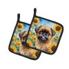 Brussels Griffon in Sunflowers Pair of Pot Holders Kitchen Heat Resistant Pot Holders Sets Oven Hot Pads for Cooking Baking BBQ, 7 1/2 x 7 1/2