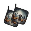 Dachshund Spooky Halloween Pair of Pot Holders Kitchen Heat Resistant Pot Holders Sets Oven Hot Pads for Cooking Baking BBQ, 7 1/2 x 7 1/2