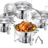 Chafing Dish Buffet Set, 5 Qt 4 Pack, Stainless Steel Chafer with 4 Full Size Pan