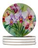 Orchids in Watercolor Large Sandstone Coasters Pack of 4 Absorbent Round Coasters Decor Gifts for Men or Women, 4 in, Multicolor