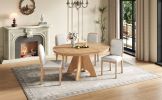 TREXM Vintage Extendable Dining Table Set for 4-6 with 4 Upholstered Chairs