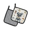 Schnauzer Coffee Bar Pair of Pot Holders Pair 7.5x7.5 Quilted Insulated Hot Pads Decorative Kitchen Gift Made in USA
