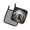 Dachshund Spooky Halloween Pair of Pot Holders Kitchen Heat Resistant Pot Holders Sets Oven Hot Pads for Cooking Baking BBQ, 7 1/2 x 7 1/2