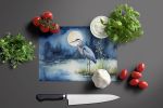 Blue Heron Under the Moonlight Glass Cutting Board Decorative Tempered Glass Kitchen Cutting and Serving Board Large Size Chopping Board