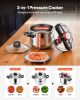Pressure Cooker, 6.3Qt Pressure Cooker Stainless Steel, Pressures Canner with Steaming Rack, Tempered Glass Lid, Three Pressures Settings for Meat