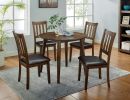 Kitchen 5pc Dining Set Round Dining Table And 4x Side Chairs Walnut, Dark Brown Transitional Solid wood Dining Room Furniture Leatherette Padded Seat