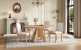 TREXM Vintage Extendable Dining Table Set for 4-6 with 4 Upholstered Chairs