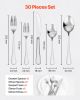 VEVOR 30-Piece Silverware Set, Food-Grade Stainless Steel Flatware Utensils, Mirror Finished Cutlery Set