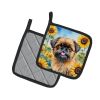 Brussels Griffon in Sunflowers Pair of Pot Holders Kitchen Heat Resistant Pot Holders Sets Oven Hot Pads for Cooking Baking BBQ, 7 1/2 x 7 1/2