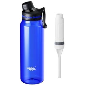 Membrane Solutions 36-Ounce Water Filter Bottle with 4-Stage ACF Filtration, Translucent Blue (Option: W14013564)