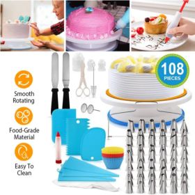 108-Piece Cake Decorating Kit with 11-Inch Rotating Turntable (Option: Style1)